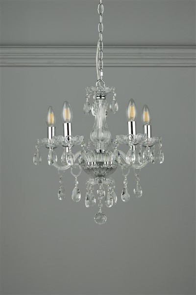 (image for) Laura Ashley Harriet 5 Light Crystal & Polished Chrome Chandelier